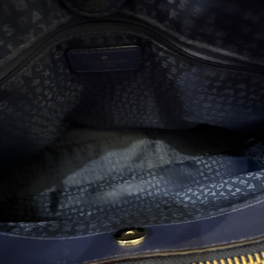 Kate Spade Evangelie Laurel Way Sapphire Blue Saffiano Leather Purse Tote *See - Picture 6 of 16